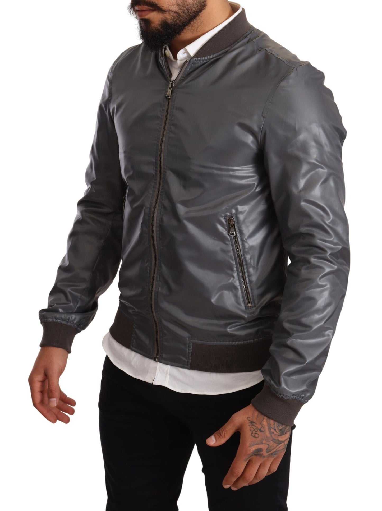 Dolce & Gabbana Elegant Gray Bomber Jacket for Men