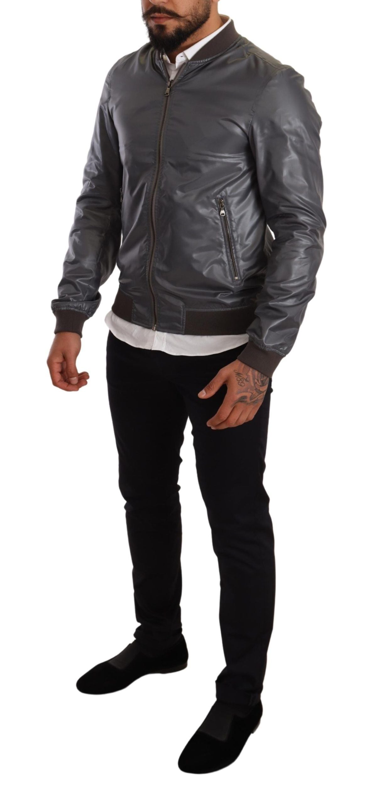 Dolce & Gabbana Elegant Gray Bomber Jacket for Men