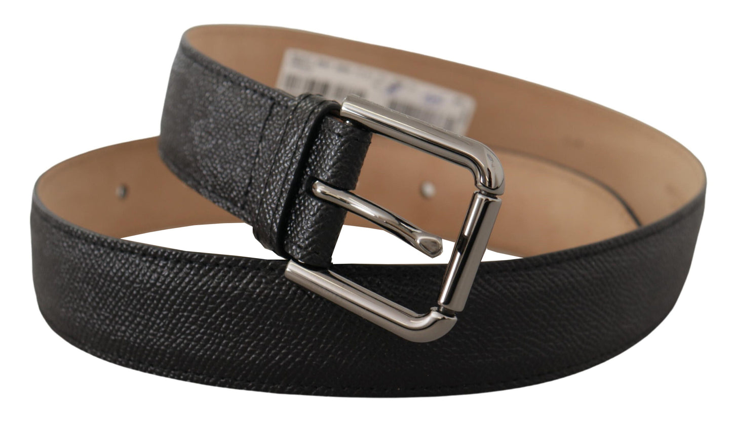 Dolce & Gabbana Elegant Black Leather Belt with Metal Buckle