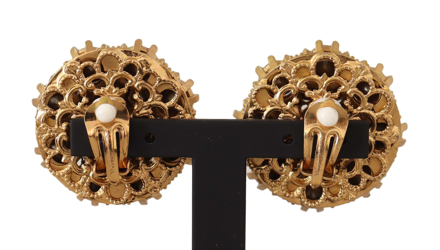 Dolce & Gabbana Exquisite Crystal Embellished Gold Earrings