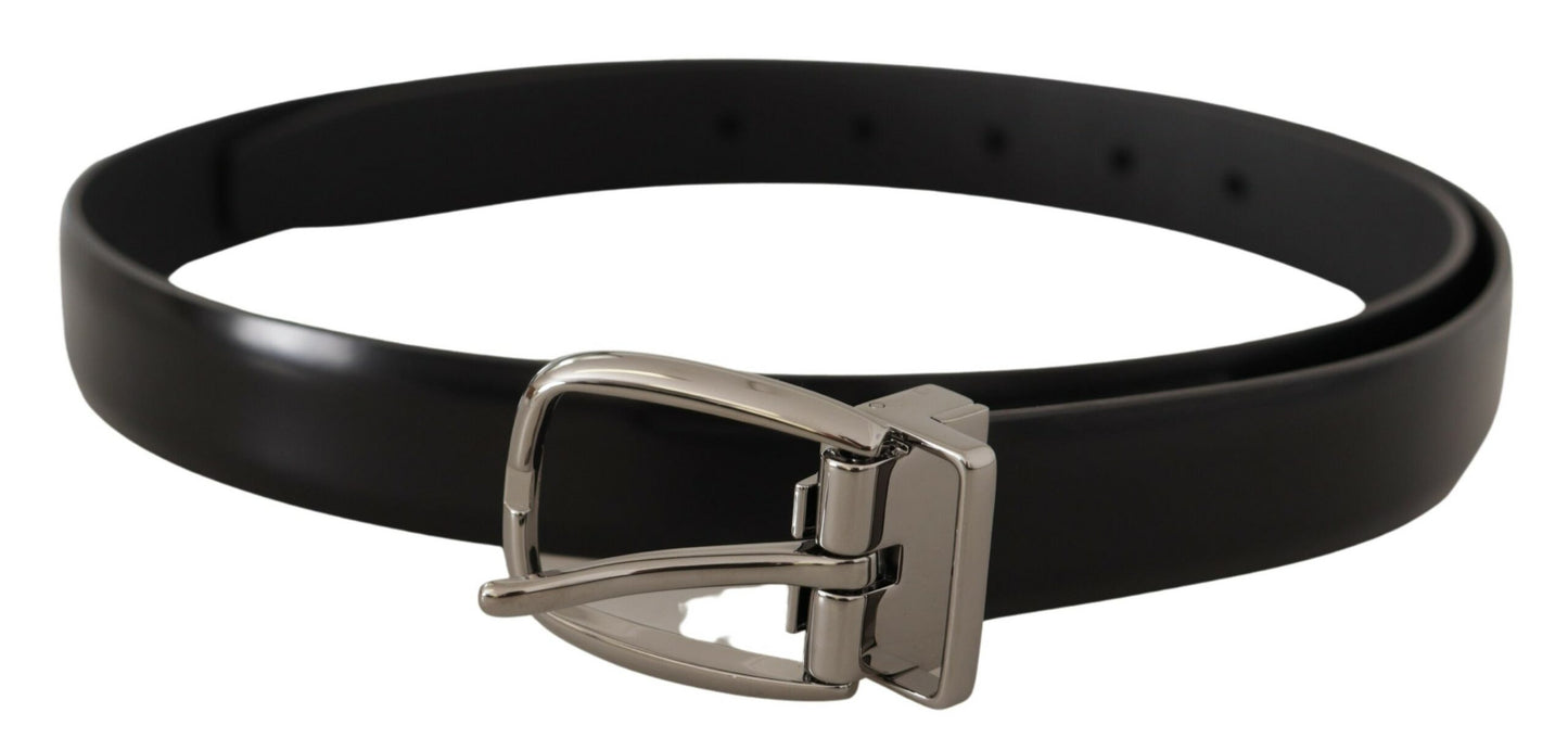 Dolce & Gabbana Elegant Black Leather Belt with Metal Buckle