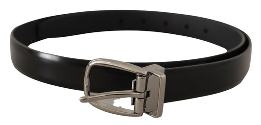 Dolce & Gabbana Elegant Black Leather Belt with Metal Buckle