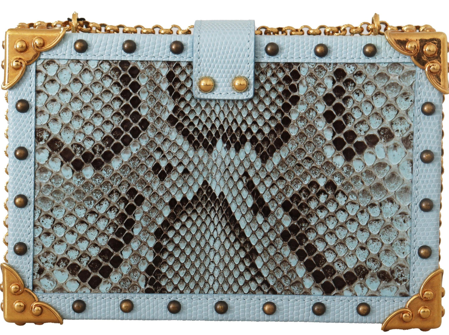 Dolce & Gabbana Glamorous Navy Blue Python Shoulder Clutch Bag