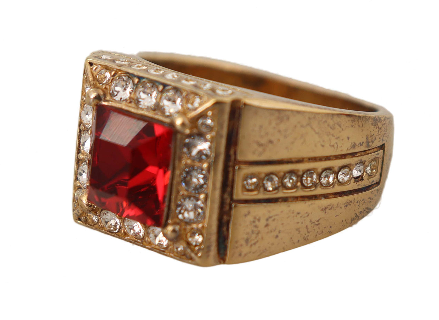 Dolce & Gabbana Gold Plated 925 Silver Red Crystal Ring