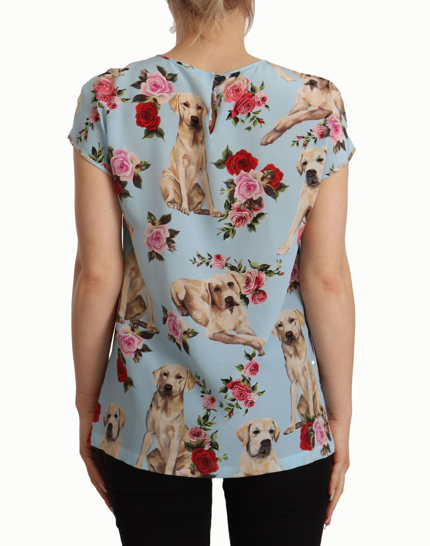 Dolce & Gabbana Floral Canine Elegance Silk Blouse