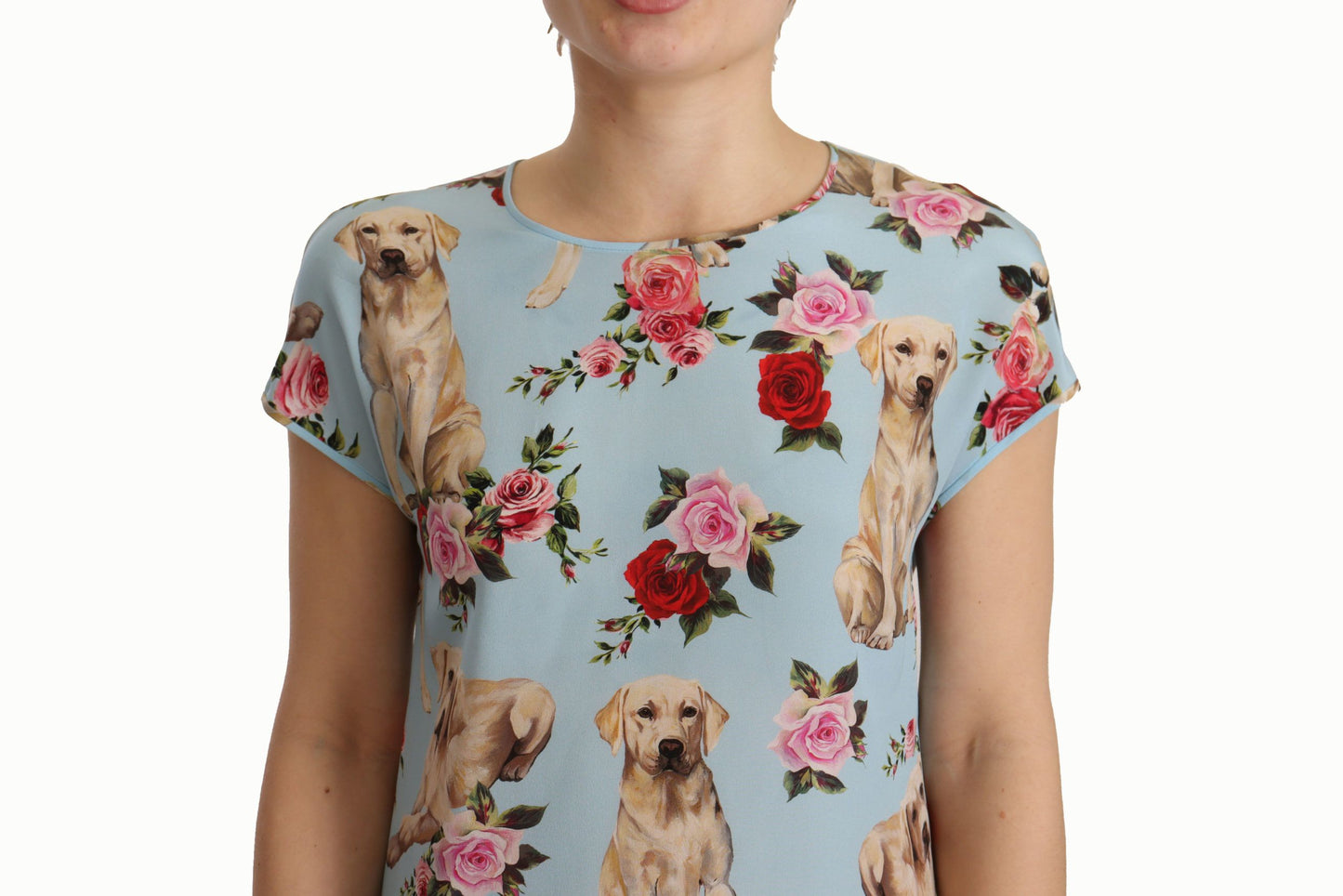 Dolce & Gabbana Floral Canine Elegance Silk Blouse