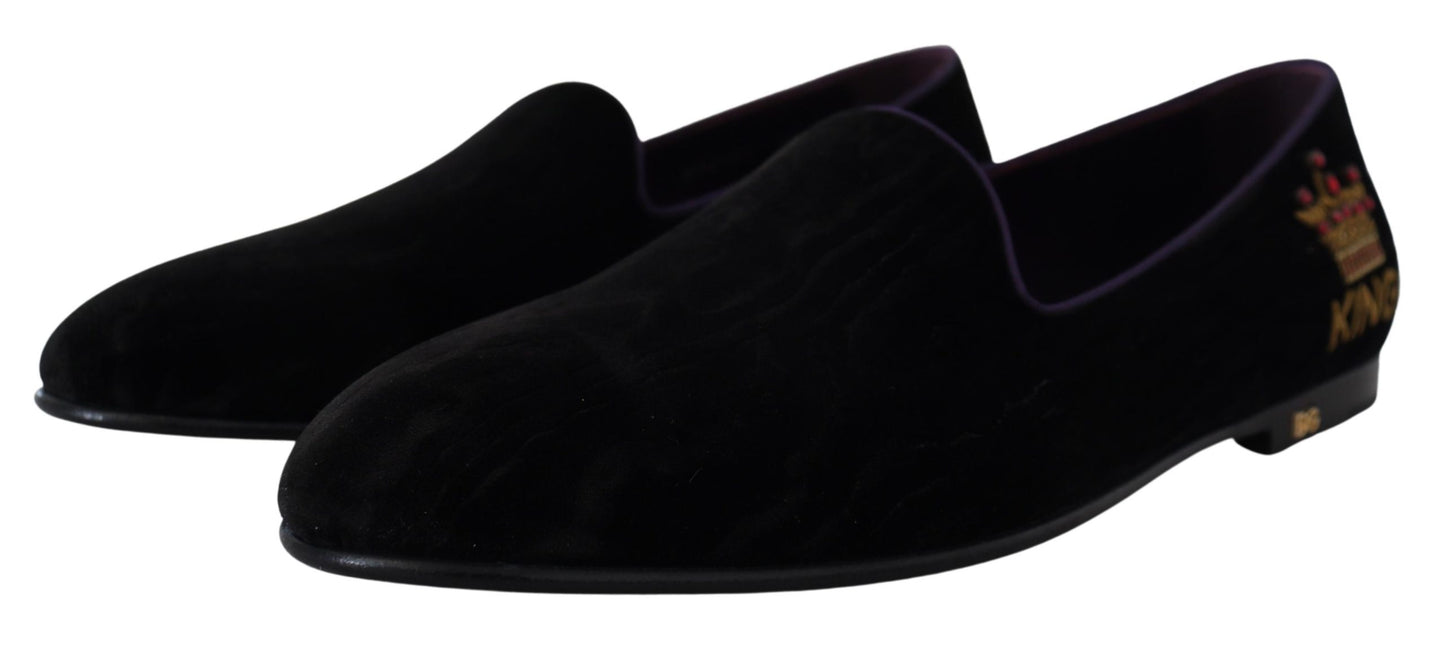 Dolce & Gabbana Elegant Velvet Slipper Loafers in Purple