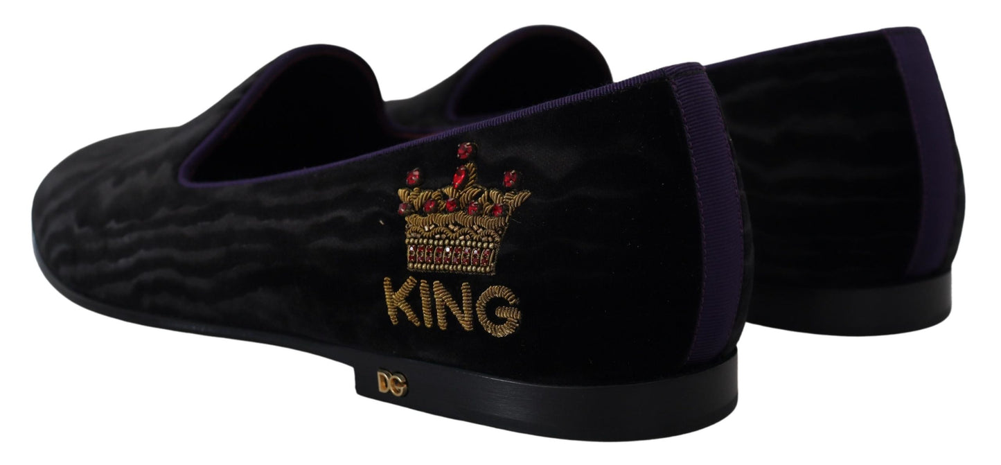 Dolce & Gabbana Elegant Velvet Slipper Loafers in Purple