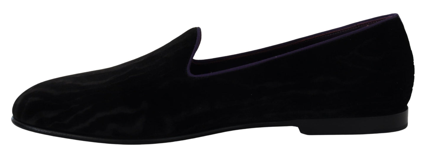 Dolce & Gabbana Elegant Velvet Slipper Loafers in Purple