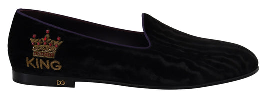 Dolce & Gabbana Elegant Velvet Slipper Loafers in Purple