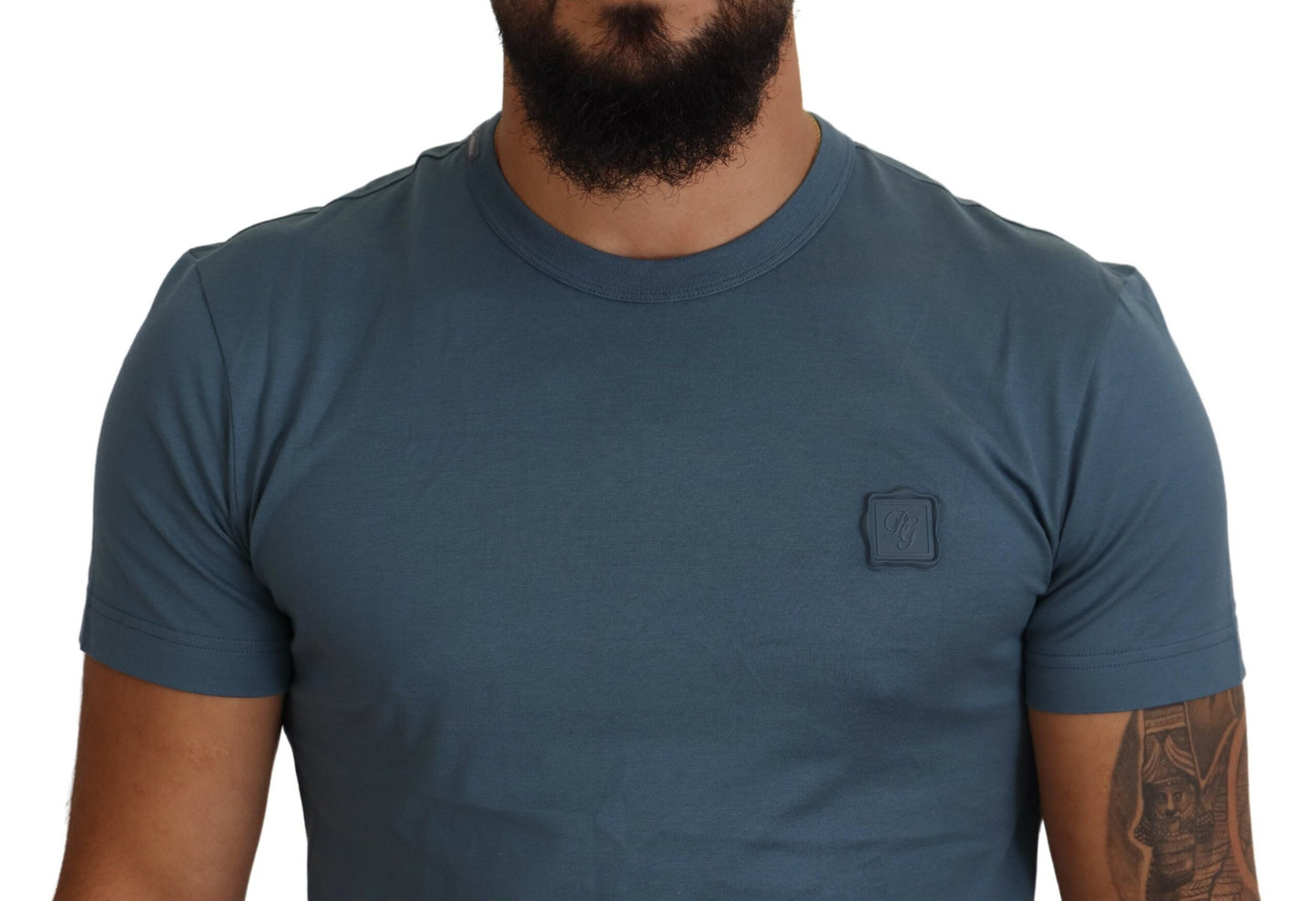 Dolce & Gabbana Elegant Blue Crew Neck Logo Tee