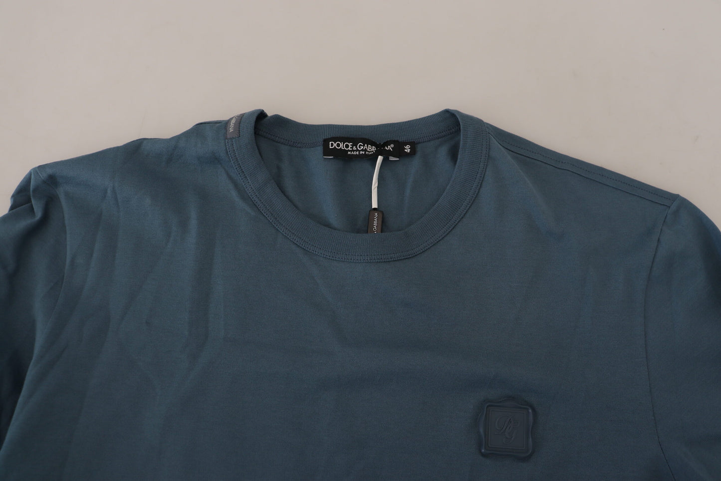 Dolce & Gabbana Elegant Blue Crew Neck Logo Tee