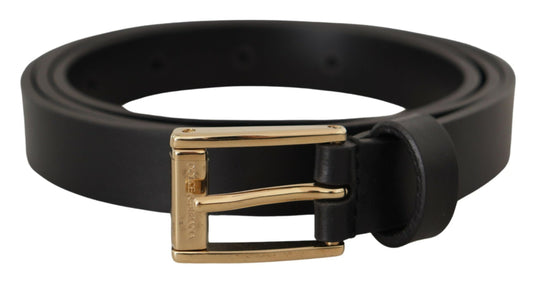 Dolce & Gabbana Chic Black Leather Logo Buckle Belt