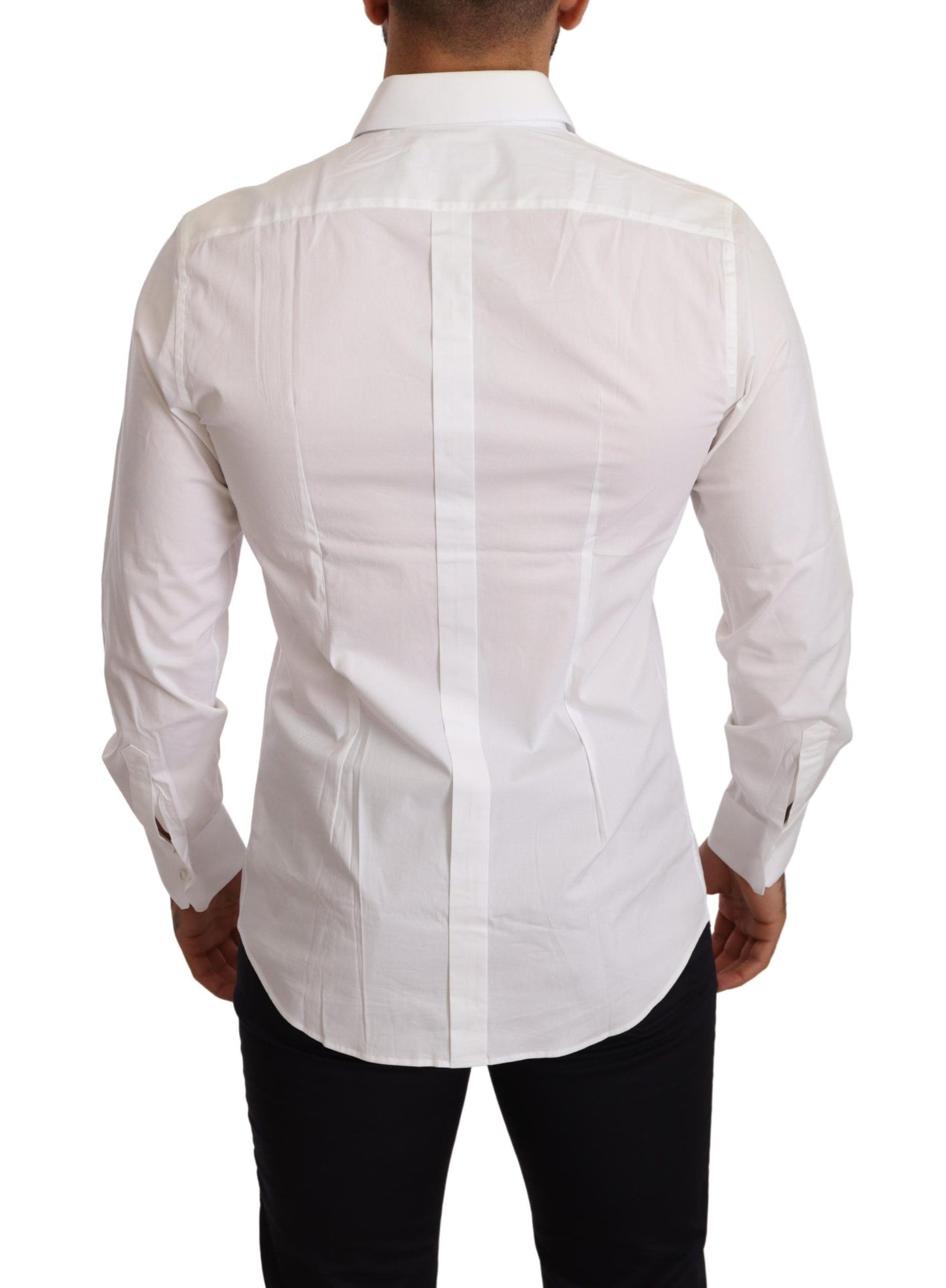 Dolce & Gabbana Elegant White Slim Fit Gold Dress Shirt