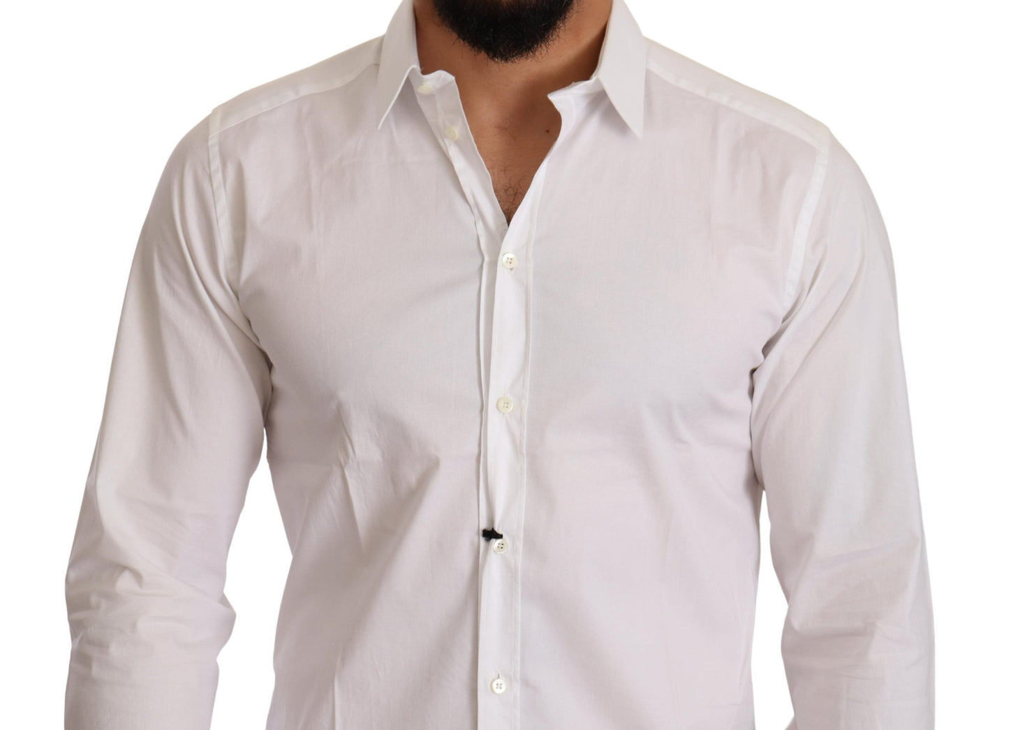 Dolce & Gabbana Elegant White Slim Fit Gold Dress Shirt