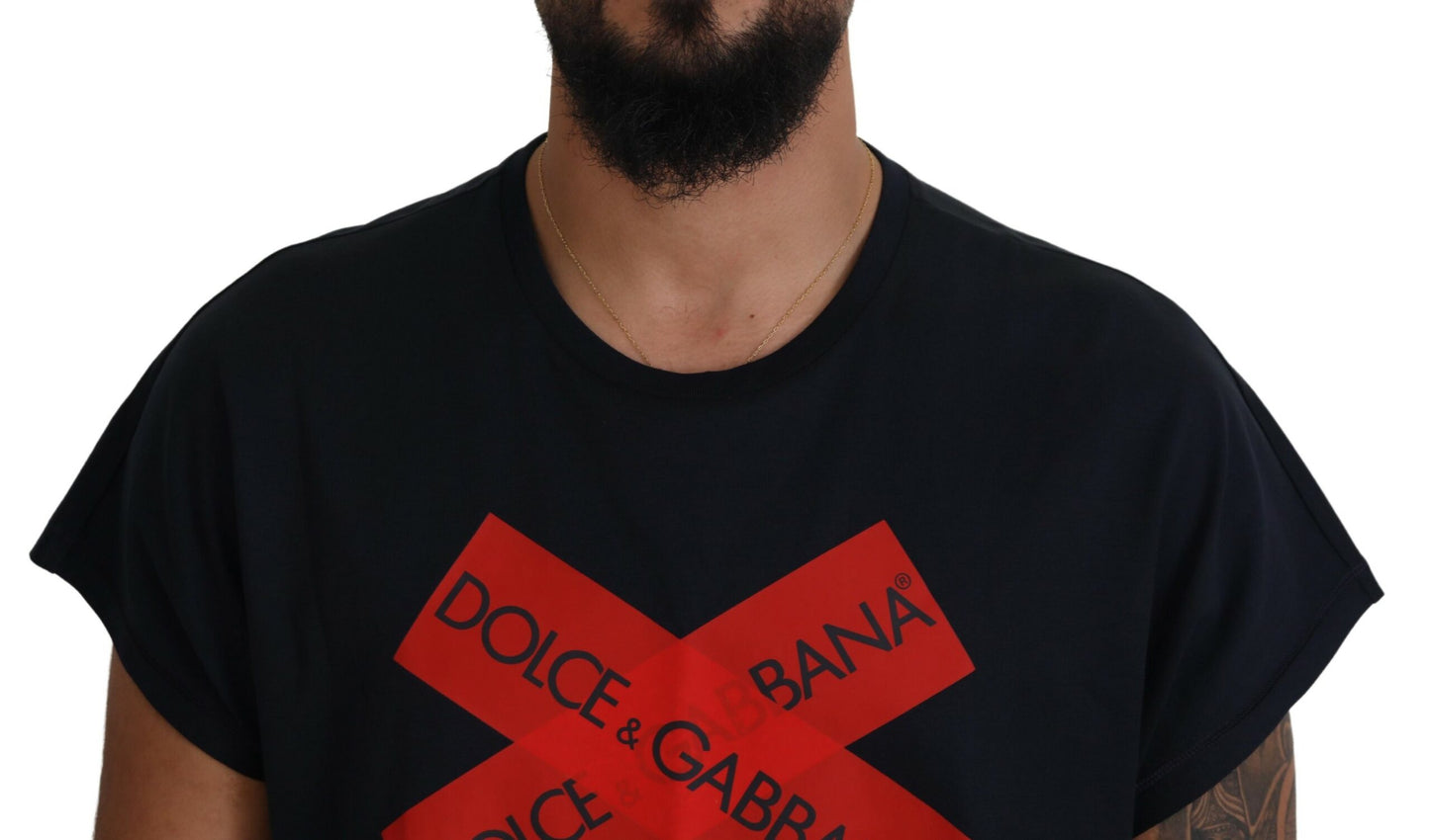 Dolce & Gabbana Elegant Crewneck Blue T-Shirt with Red Logo