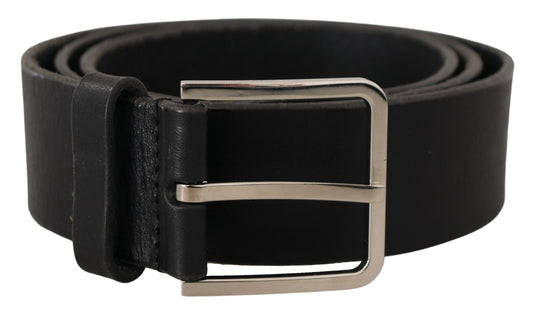 Dolce & Gabbana Elegant Black Leather Belt with Metal Buckle