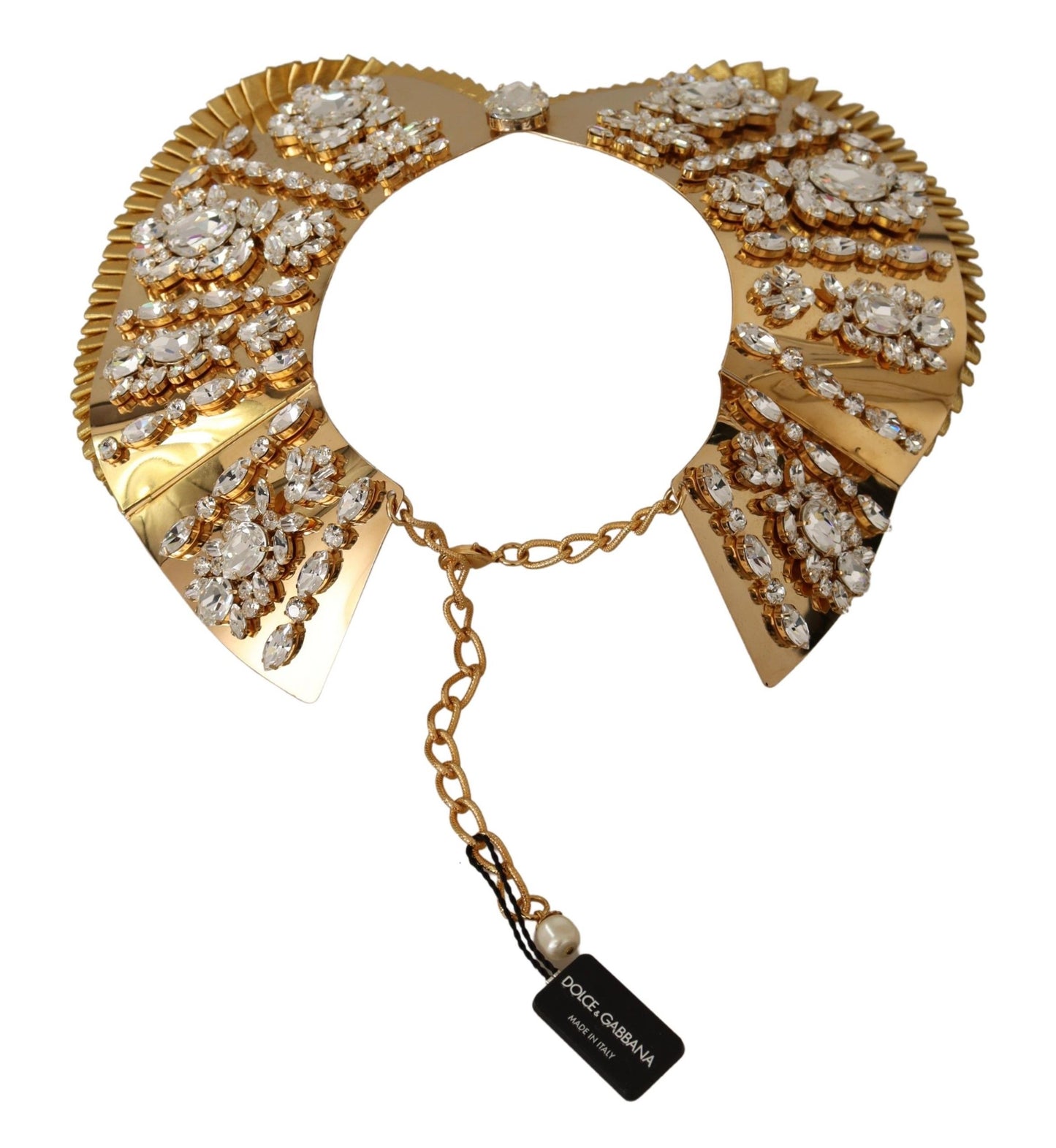 Dolce & Gabbana Glamorous Crystal Embellished Gold Collar