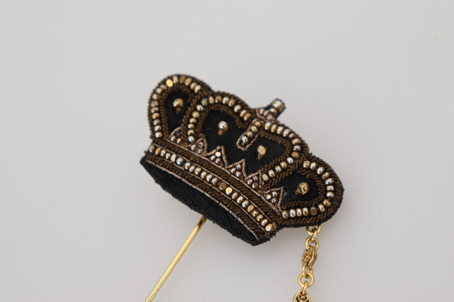 Dolce & Gabbana Elegant Gold Tone Crown Brooch Pin