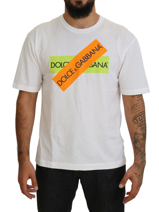 Dolce & Gabbana Elegant White Crew Neck Logo Tee