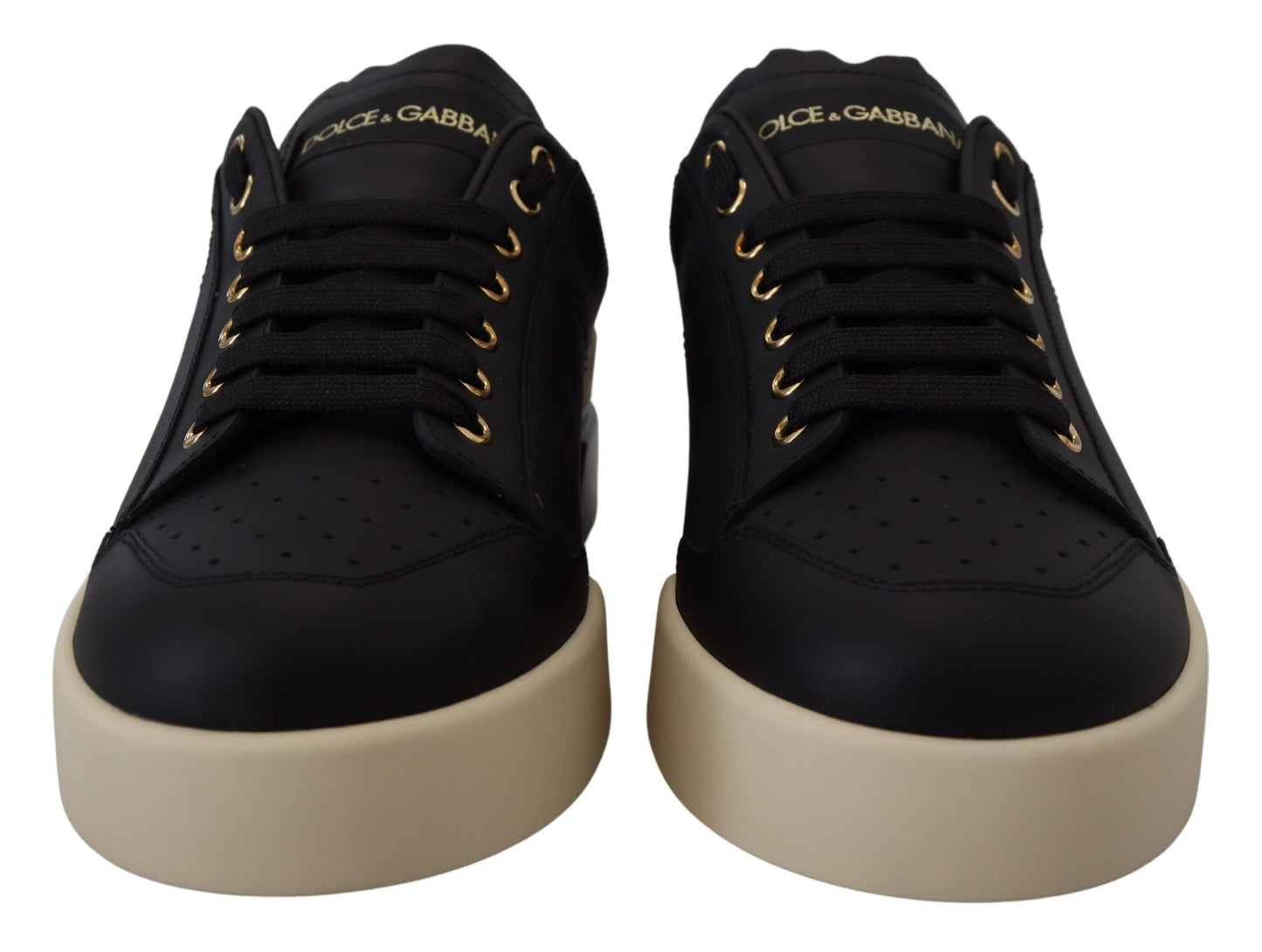 Dolce & Gabbana Elegant Black Leather Low Top Sneakers