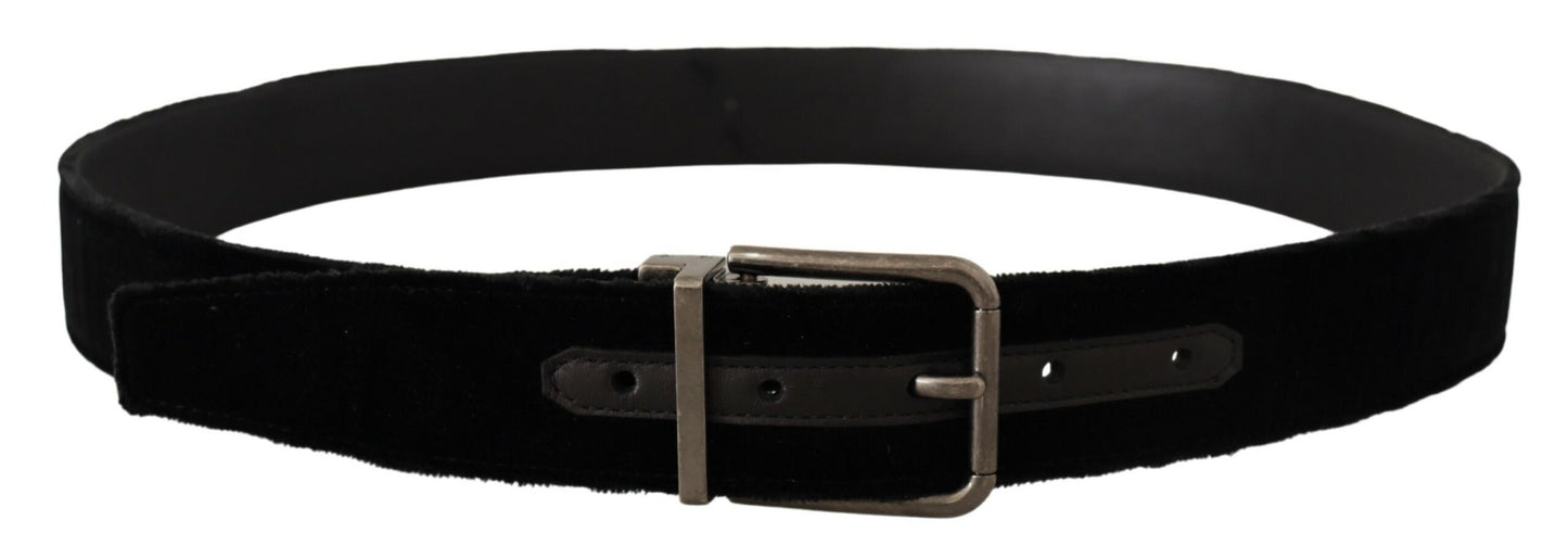 Dolce & Gabbana Elegant Black Leather Belt with Square Buckle