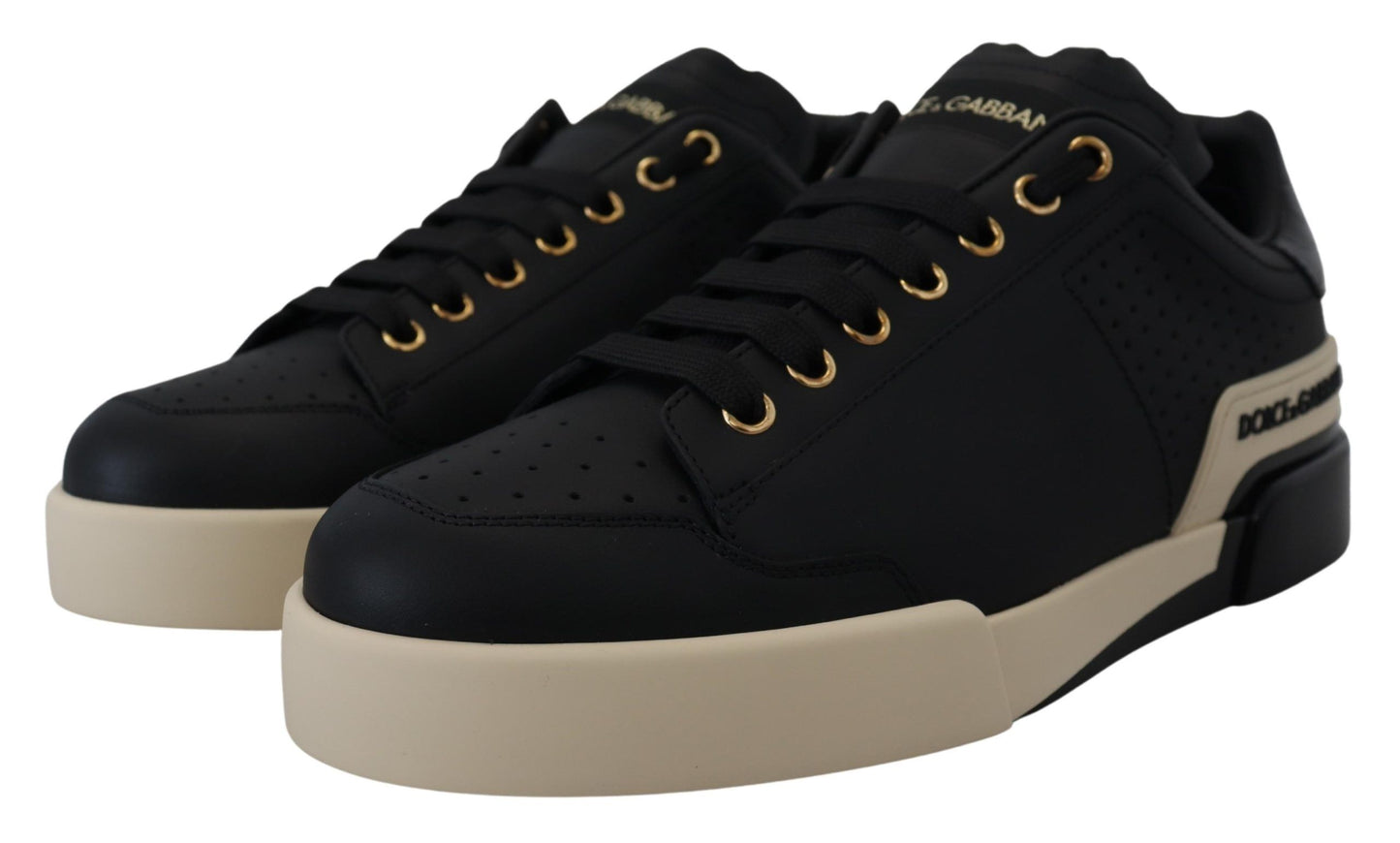 Dolce & Gabbana Elegant Black Leather Low Top Sneakers