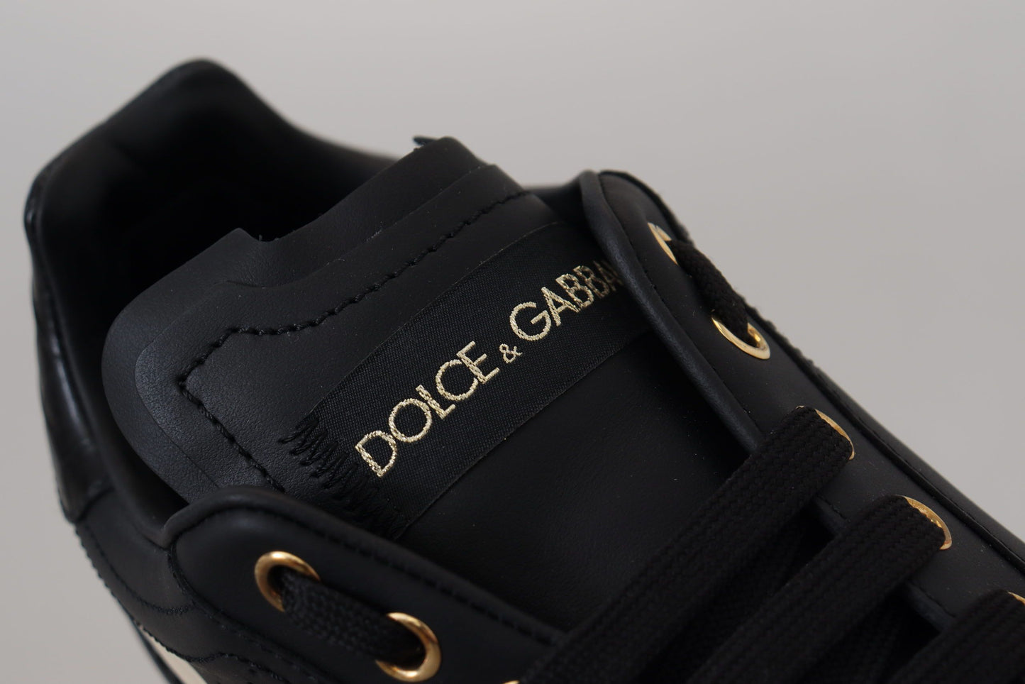 Dolce & Gabbana Elegant Black Leather Low Top Sneakers