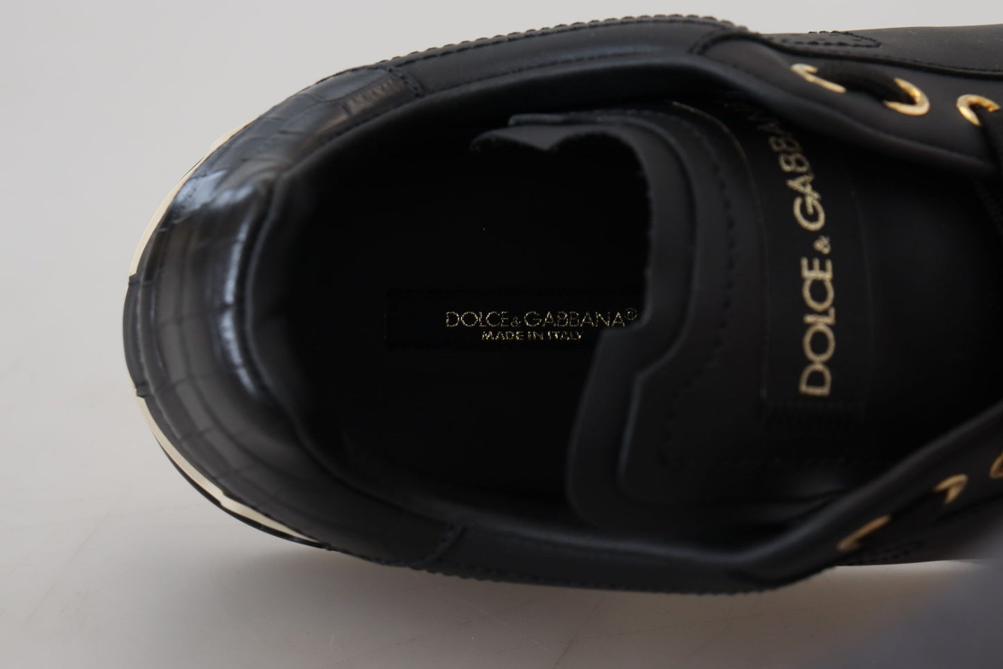 Dolce & Gabbana Elegant Black Leather Low Top Sneakers