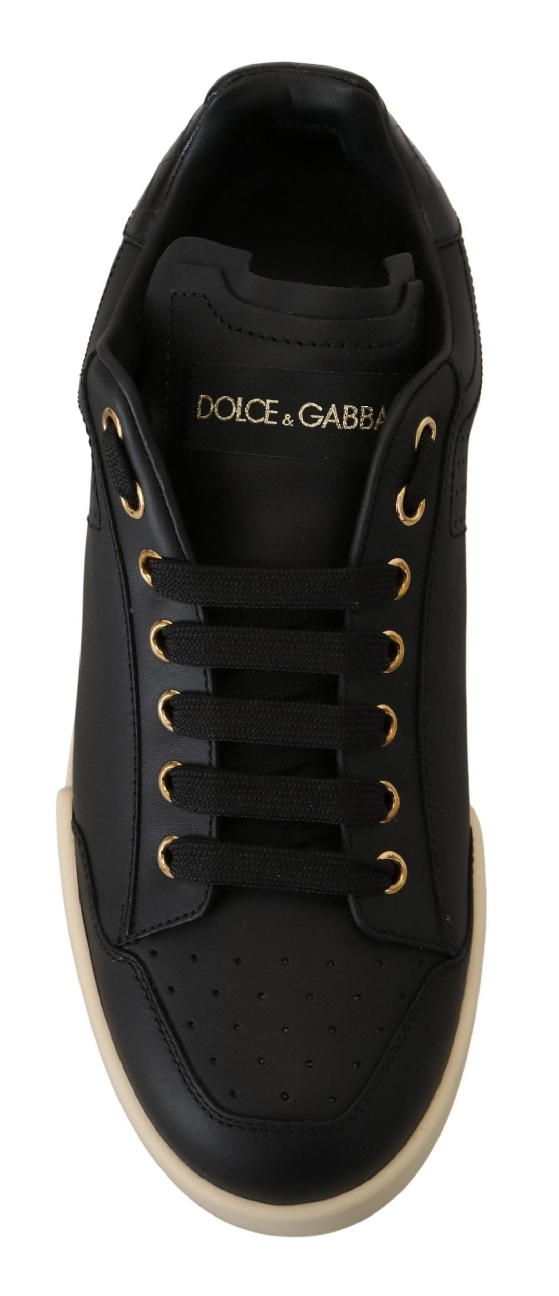 Dolce & Gabbana Elegant Black Leather Low Top Sneakers