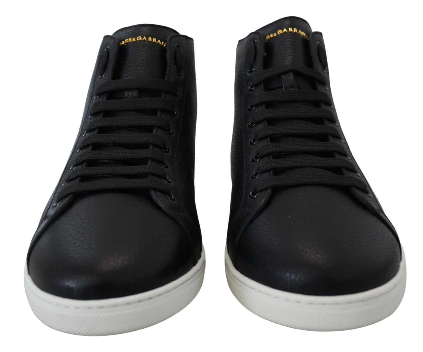 Dolce & Gabbana Elegant Black Leather High-Top Sneakers