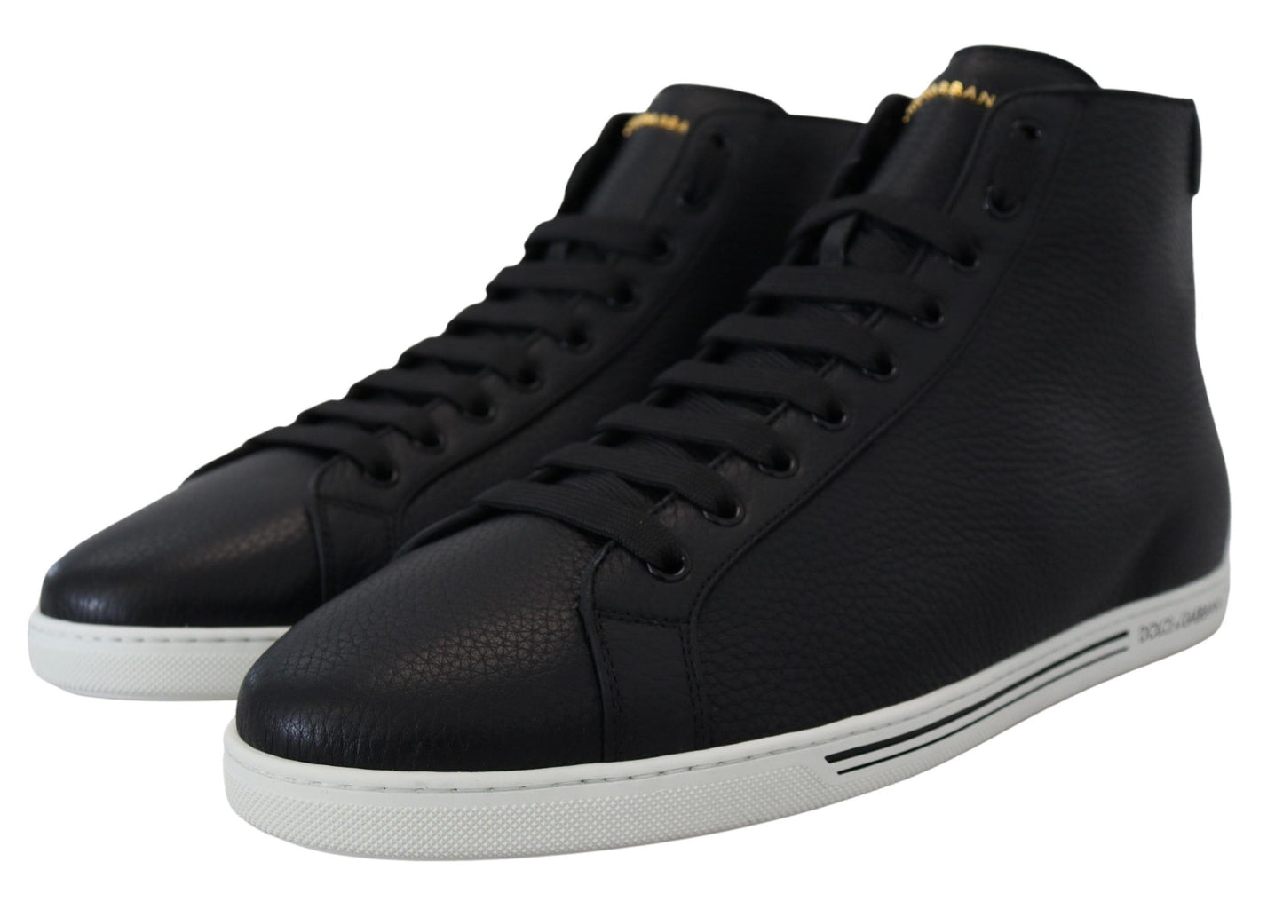 Dolce & Gabbana Elegant Black Leather High-Top Sneakers