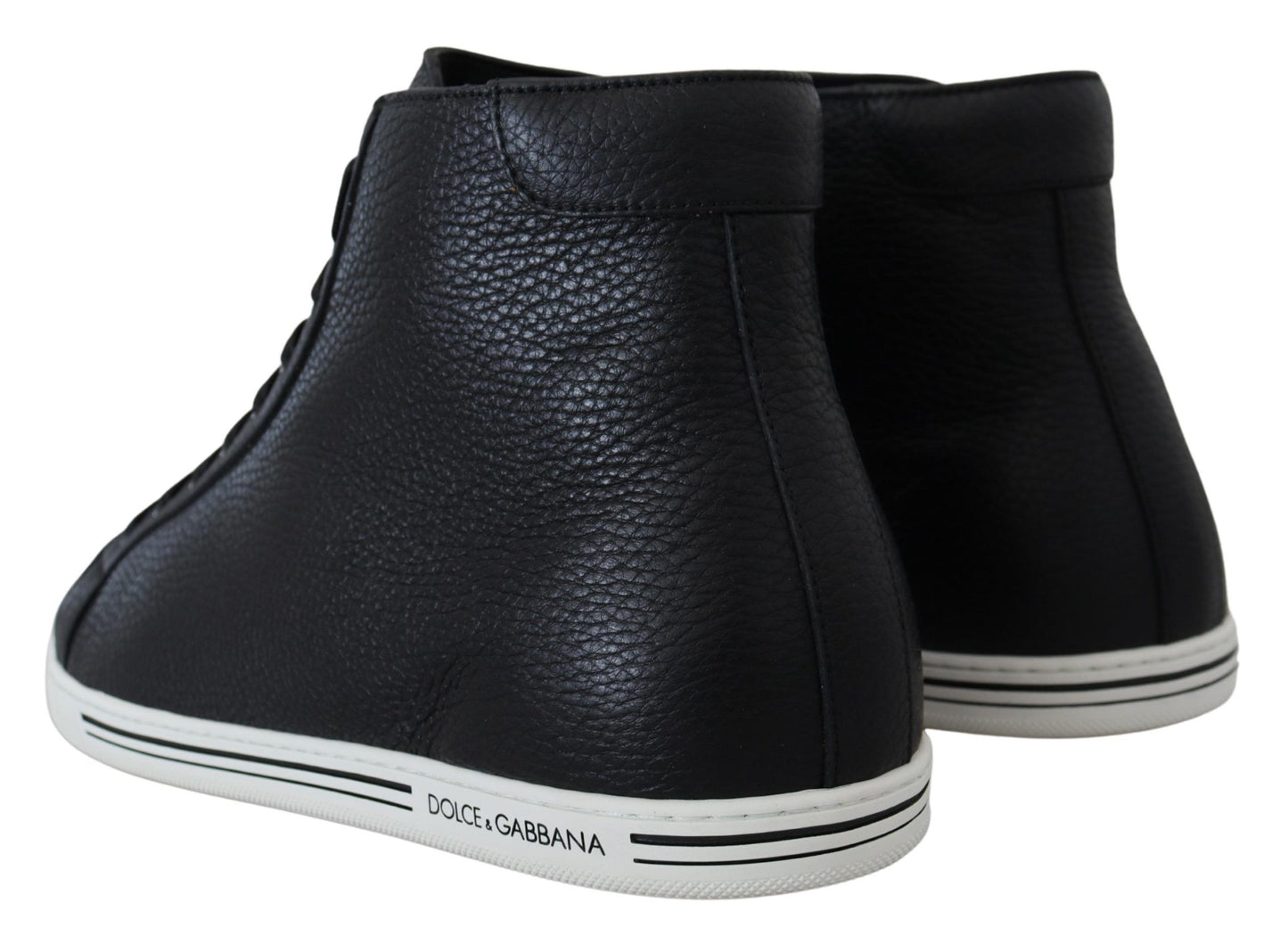 Dolce & Gabbana Elegant Black Leather High-Top Sneakers