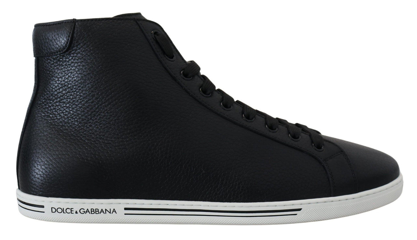 Dolce & Gabbana Elegant Black Leather High-Top Sneakers