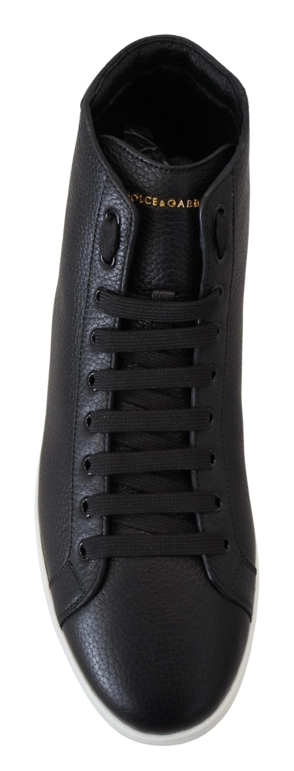 Dolce & Gabbana Elegant Black Leather High-Top Sneakers