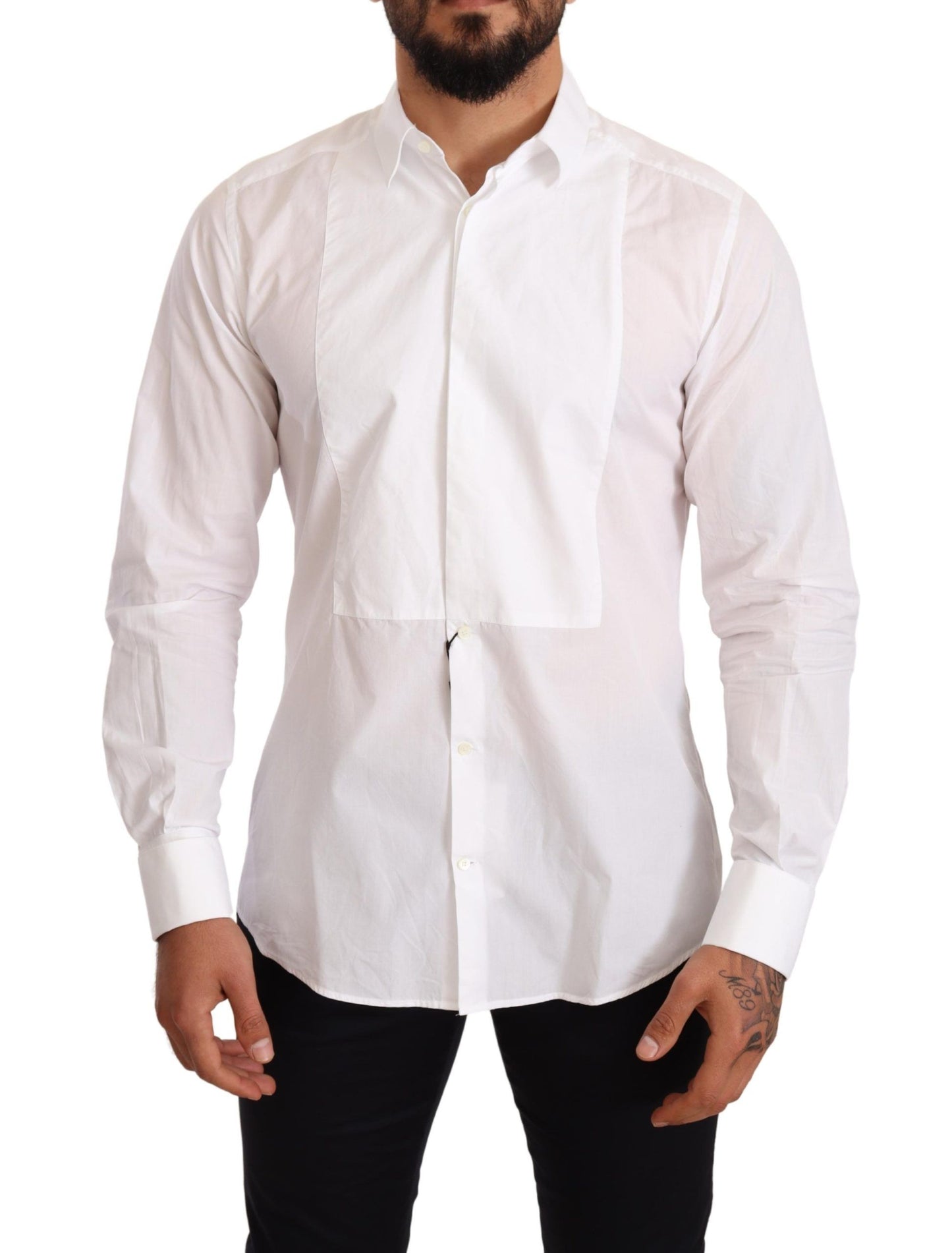 Dolce & Gabbana Elegant Slim Fit White Cotton Dress Shirt