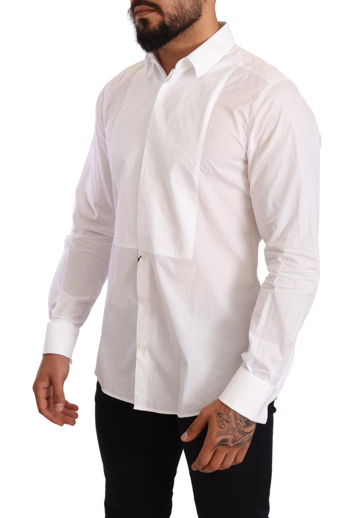 Dolce & Gabbana Elegant Slim Fit White Cotton Dress Shirt