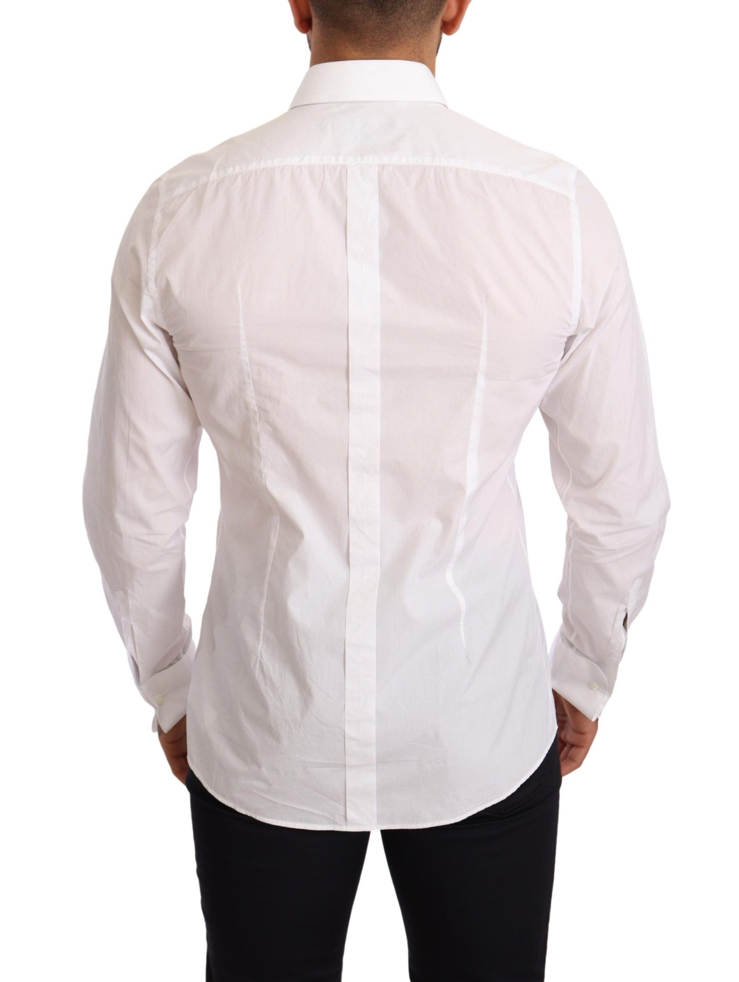 Dolce & Gabbana Elegant Slim Fit White Cotton Dress Shirt