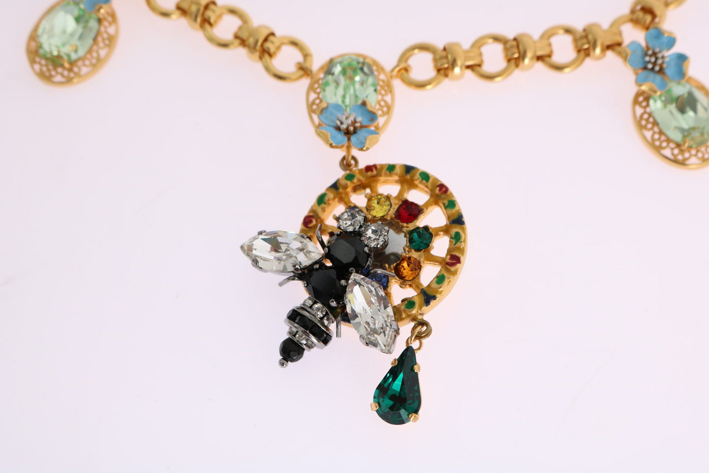 Dolce & Gabbana Multicolor Crystal Bee Statement Necklace