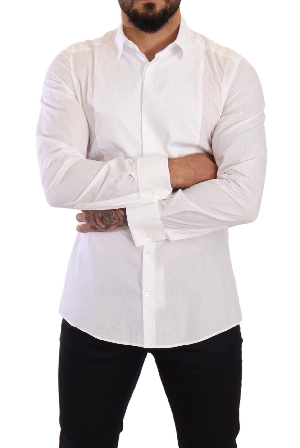 Dolce & Gabbana Elegant Slim Fit White Cotton Dress Shirt