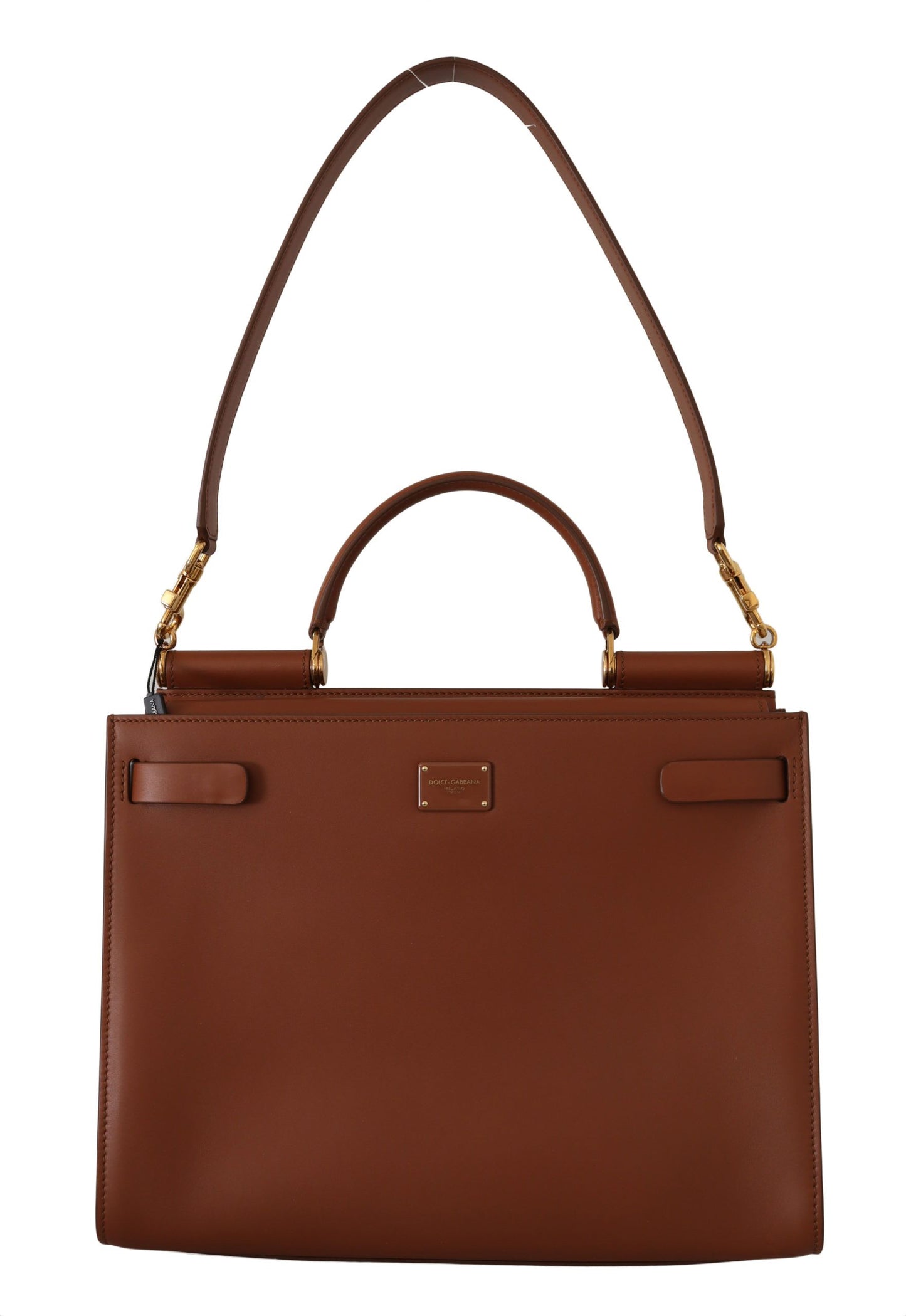 Dolce & Gabbana Elegant Sicily Leather Handbag in Rich Brown