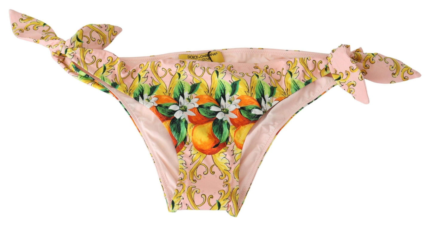 Dolce & Gabbana Vibrant Orange Printed Bikini Bottom