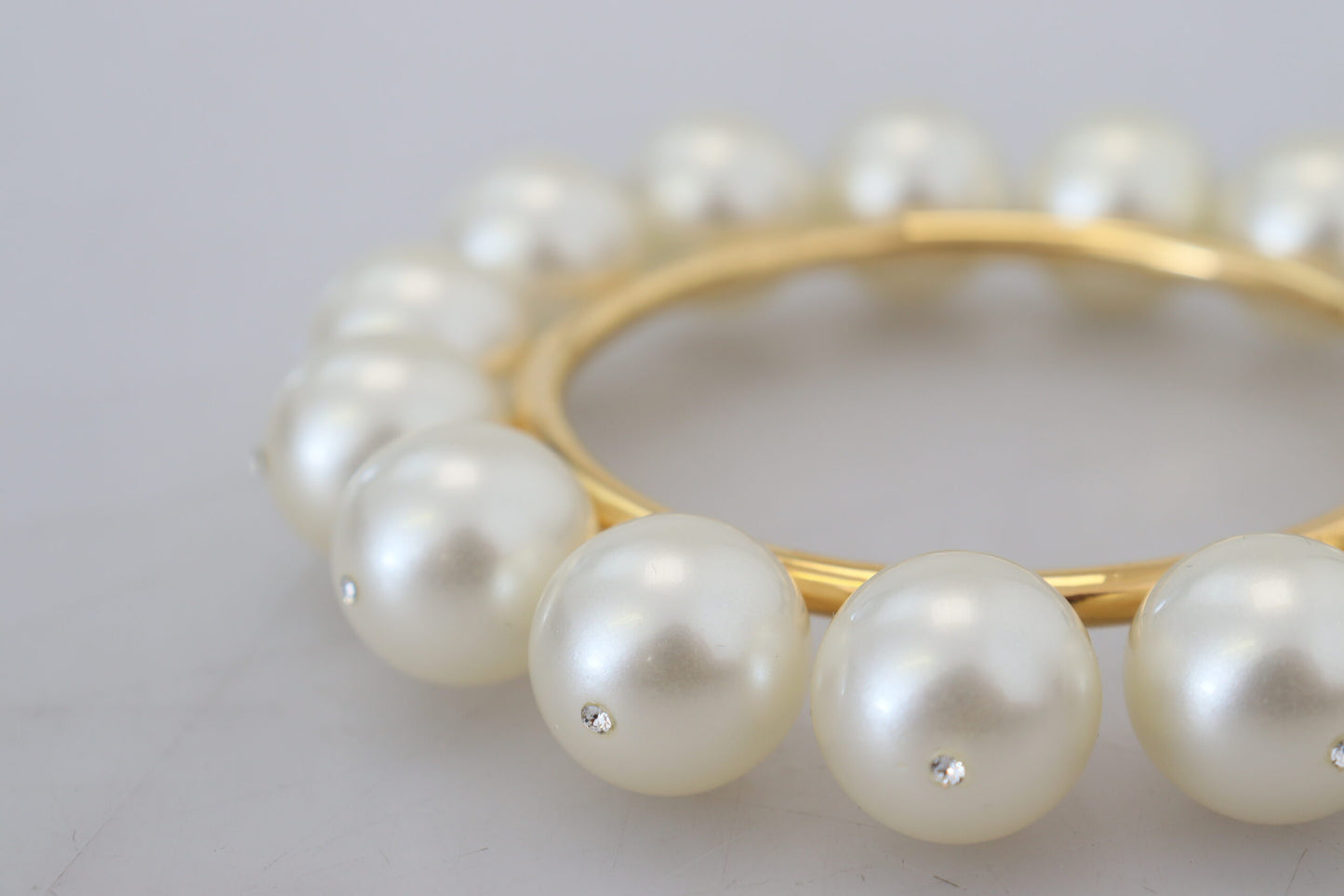 Dolce & Gabbana Chic Gold-Tone Faux Pearl Bangle