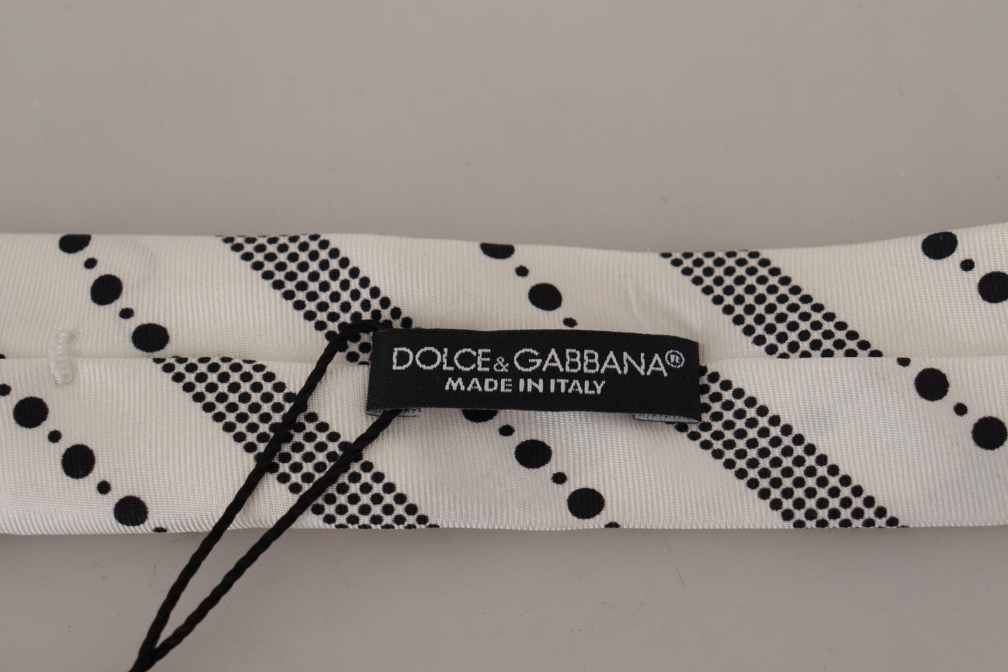 Dolce & Gabbana Elegant Black and White Polka Dot Silk Tie