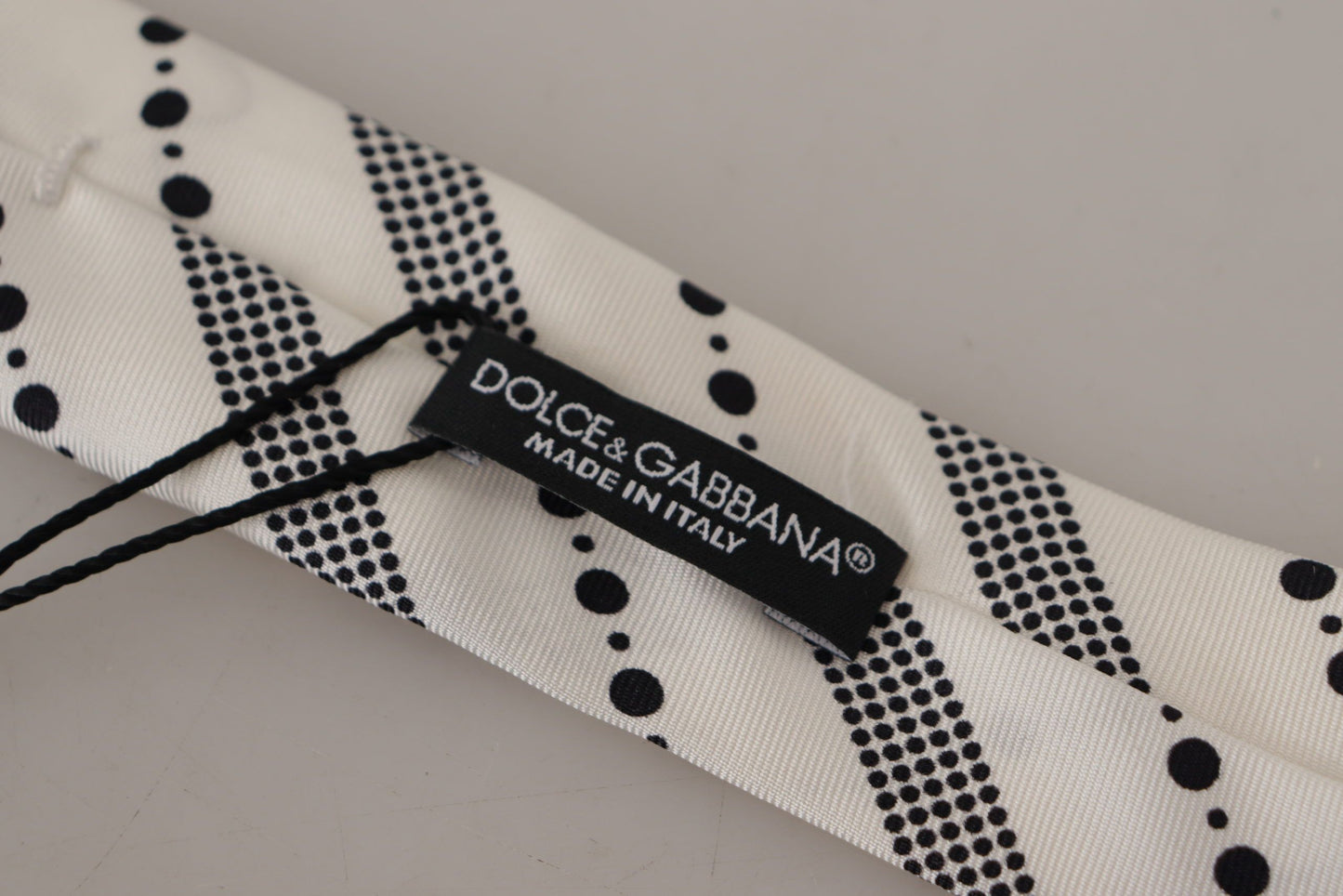 Dolce & Gabbana Elegant Black and White Polka Dot Silk Tie