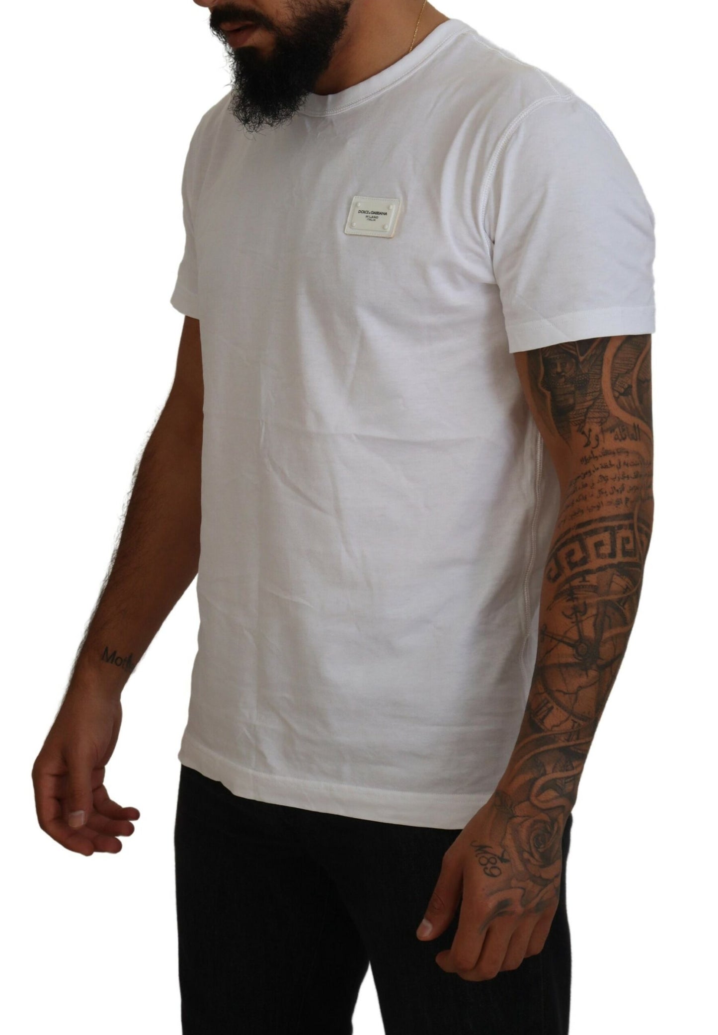 Dolce & Gabbana Elegant White Crew Neck Logo Tee