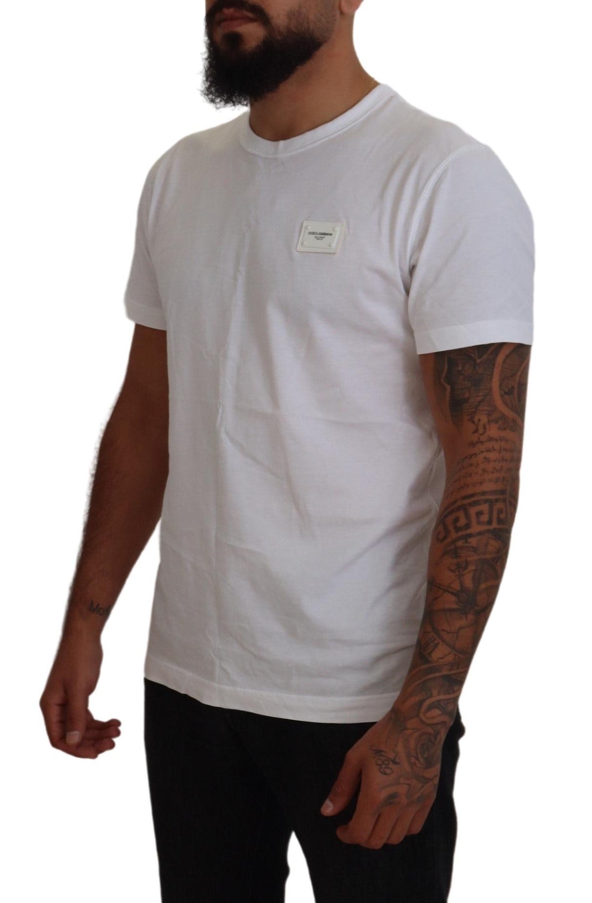 Dolce & Gabbana Elegant White Crew Neck Logo Tee