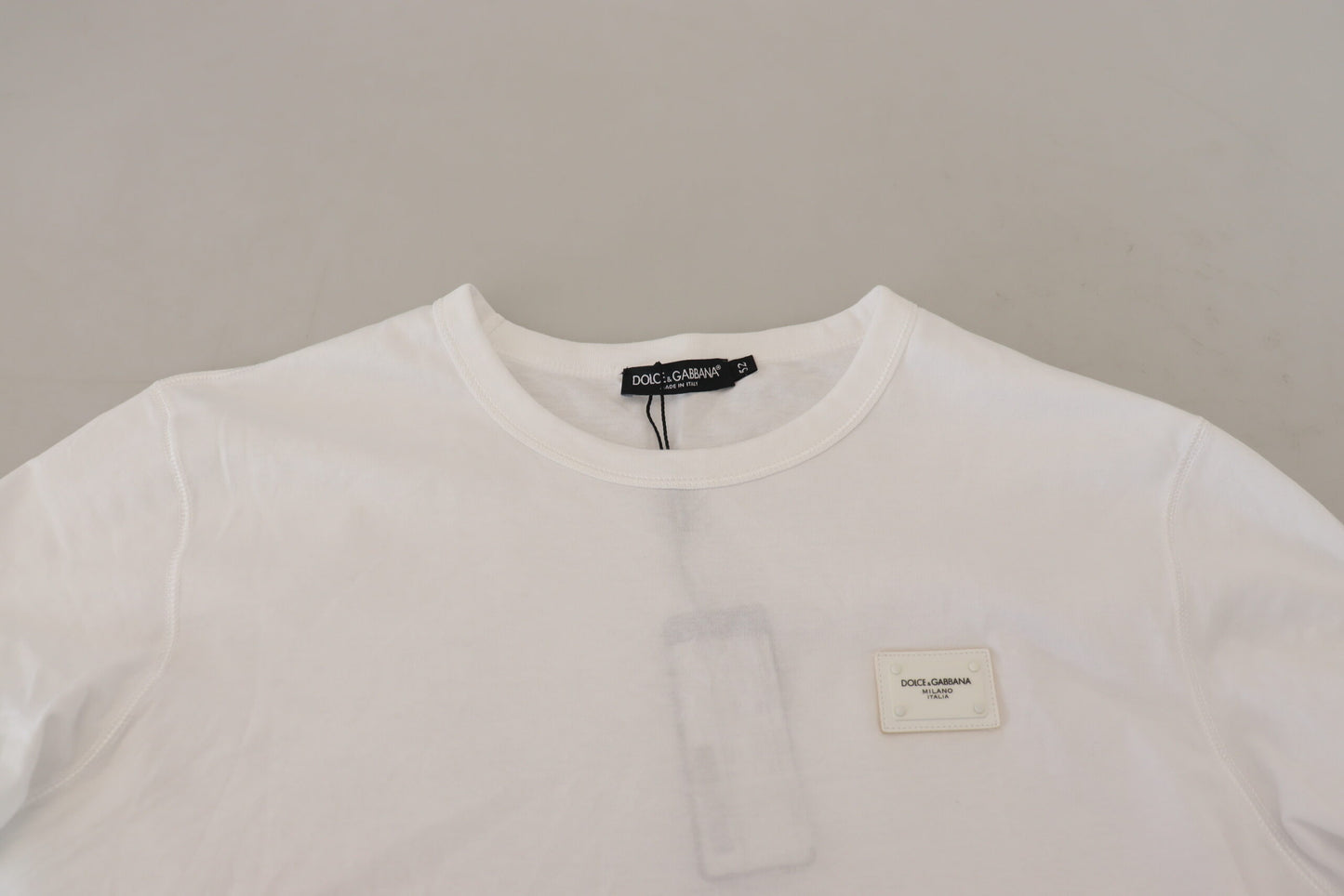 Dolce & Gabbana Elegant White Crew Neck Logo Tee