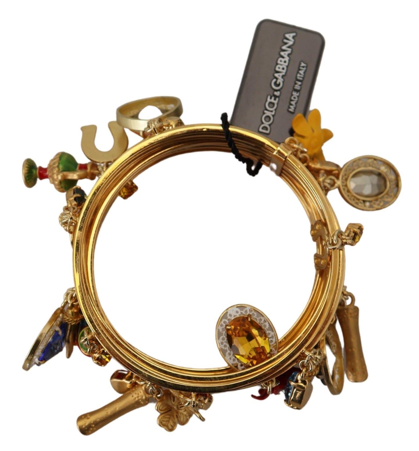 Dolce & Gabbana Elegant Gold Crystal Bangle Bracelet