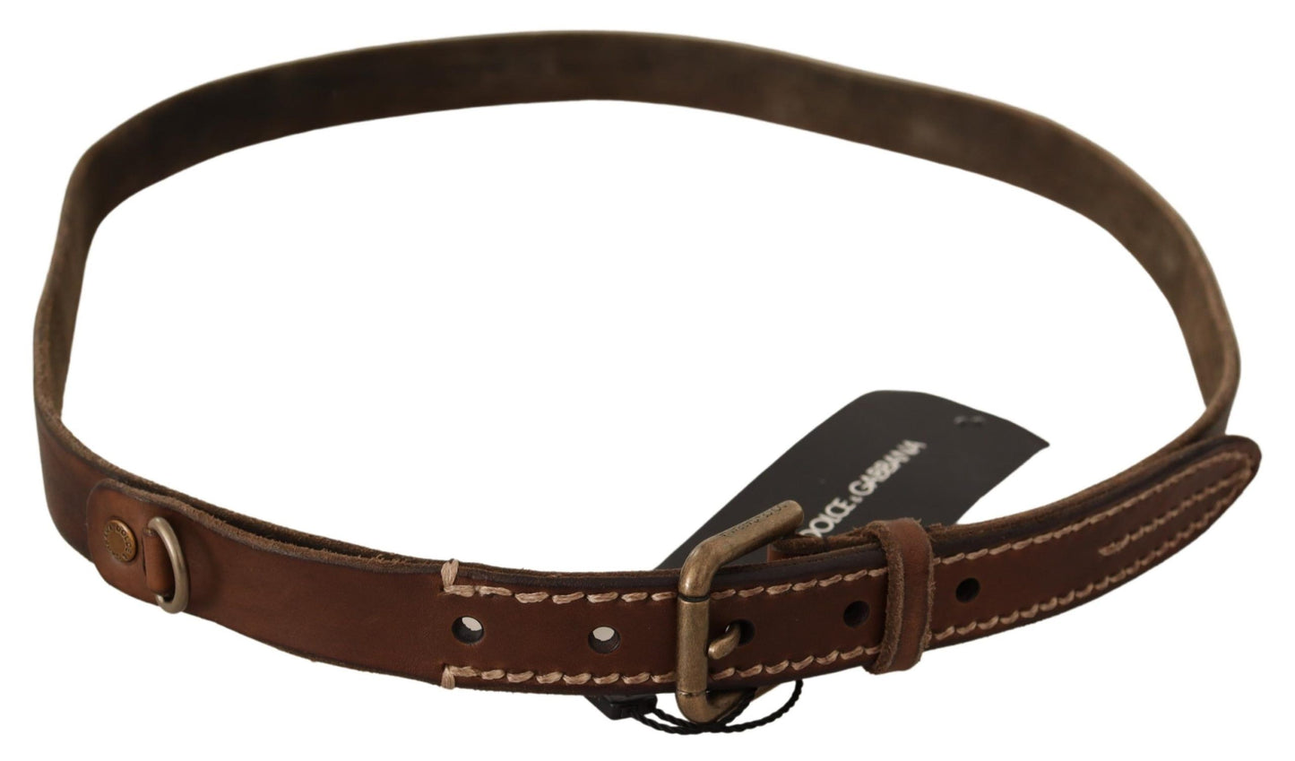 Dolce & Gabbana Elegant Leather Belt with Gold Tone Buckle